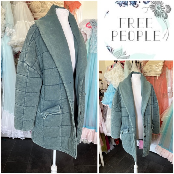 Free People Jackets & Blazers - Free People 💗 soft cotton puffer shawl cowl neckline cardigan blazer jacket